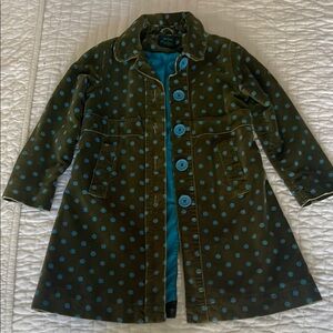 Mini Boden Velvet Coat with Blue Polka Dots